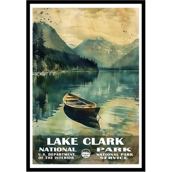 Eastern Print Lake Clark National Park Wall Art, National Parks Abstract Nature Landscape Forest Wall Art Pictures For Office Living Room (UNFRAMED), 11x14