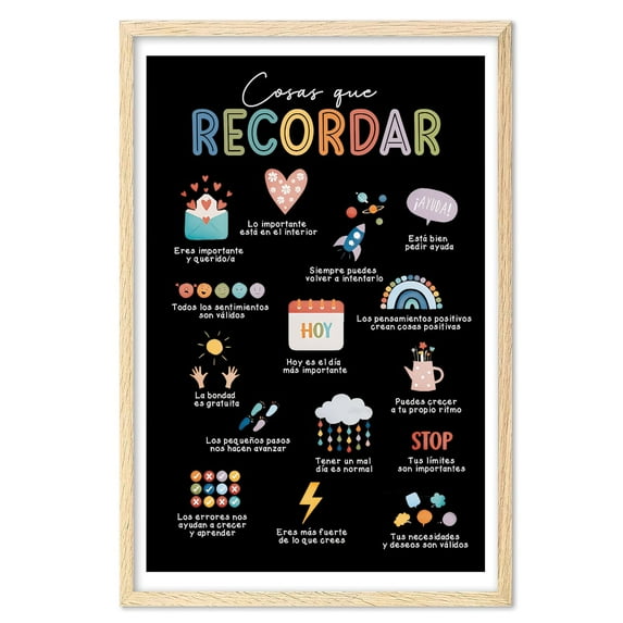 Eastern Print Las Cosas Que Recordar Poster, Spanish Inspirational Poster, Preschool Classroom Must Haves, Spanish Classroom Decorations (UNFRAMED), 24x36