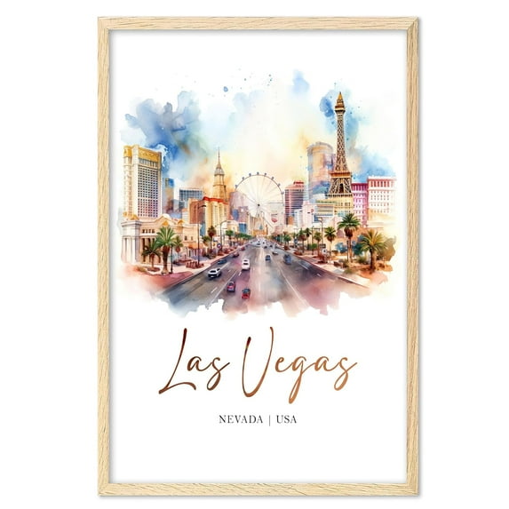 Eastern Print Las Vegas Poster Art Print, States Landscape Wall Art Decor, Nevada Travel Poster, City Wall Art, USA Travel Poster, Office Living Room Wall Poster (UNFRAMED) 24x36