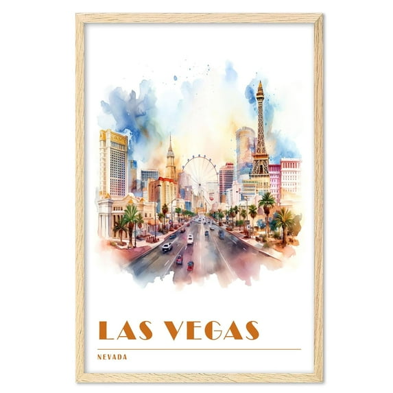 Eastern Print Las Vegas Wall Art, States Landscape Wall Art Decor, Nevada Travel Posters, City Wall Art, Travel Posters, USA Travel Posters, Office Living Room Wall Posters (UNFRAMED) 24x36