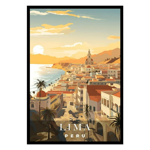 Eastern Print Lima Poster, Peru Poster, Lima Wall Art, Vintage Travel Posters, City Wall Art, Travel Print, Travel Home Decor (UNFRAMED) 20x30