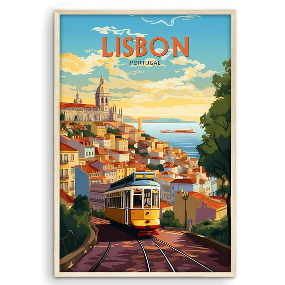 Eastern Print Lisbon Poster, Travel Poster, City Prints Wall Decor, Travel Wall Art Decor, Colorfull Travel Poster Decor For Bedroom, Living room, Home Office, UNFRAMED 18x24