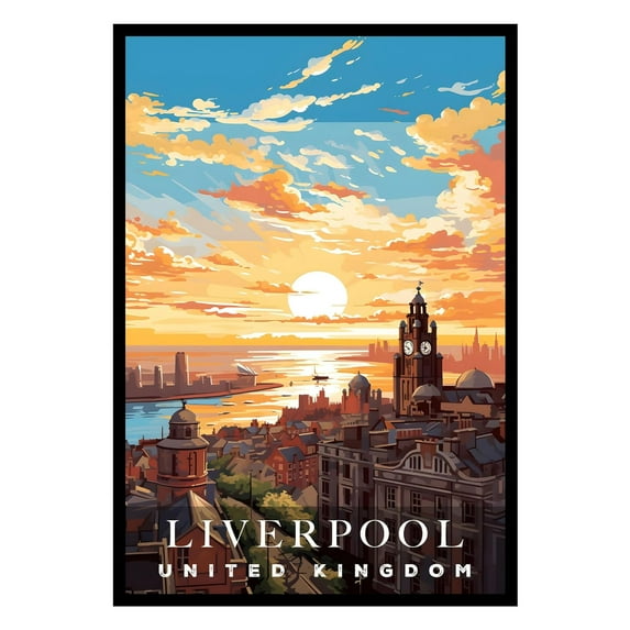 Eastern Print Liverpool Poster, United Kingdom Poster, Liverpool Wall Art, Vintage Travel Posters, City Wall Art, Travel Print, Travel Home Decor (UNFRAMED) 11x14