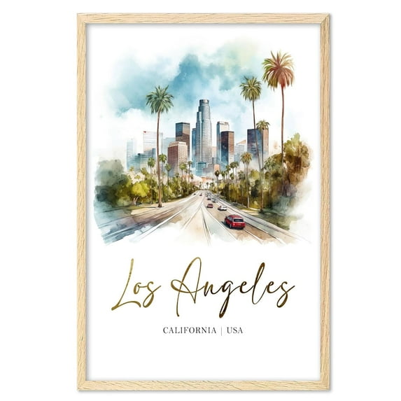 Eastern Print Los Angeles Poster Art Print, States Landscape Wall Art Decor, California Travel Poster, City Wall Art, USA Travel Poster, Office Living Room Wall Poster (UNFRAMED) 24x36