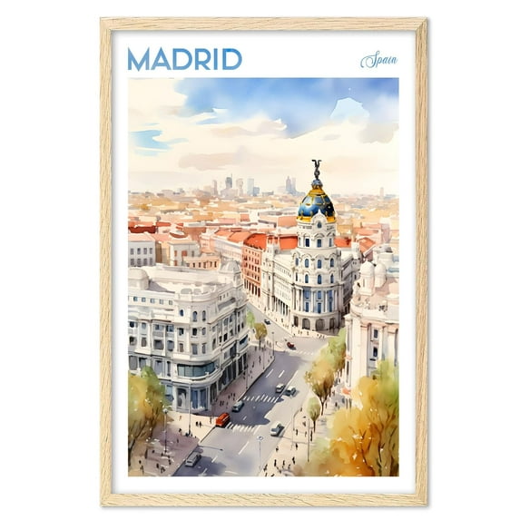 Eastern Print Madrid Poster, Spain Poster, Madrid Wall Art, Vintage Travel Posters, City Wall Art, Madrid Gift, Travel Print, Travel Gift (UNFRAMED) 20x30