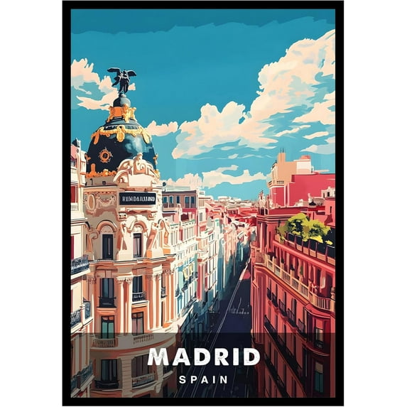 Eastern Print Madrid Poster, Spain Poster, Madrid Wall Art, Vintage Travel Posters, Travel Wall Art, City Wall Art, Madrid Gift, Travel Print (UNFRAMED), 16x24
