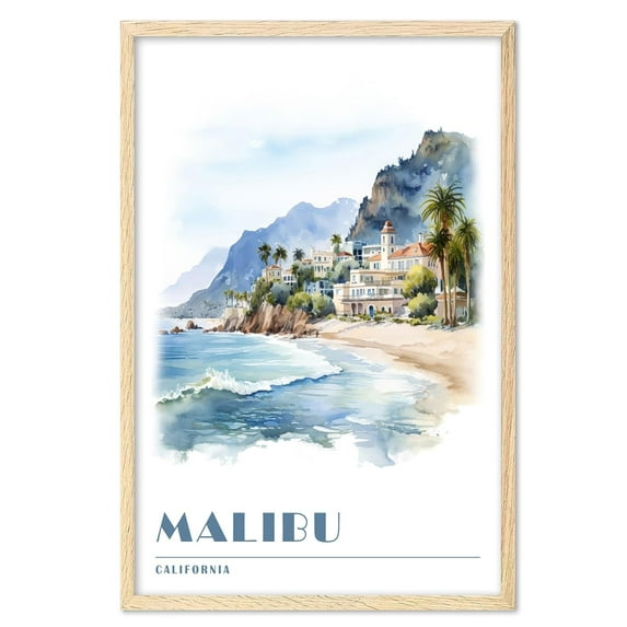 Eastern Print Malibu Wall Art, States Landscape Wall Art Decor, California Travel Posters, City Wall Art, Travel Posters, USA Travel Posters, Office Living Room Wall Posters (UNFRAMED) 24x36