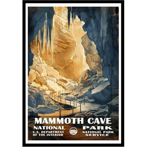 Eastern Print Mammoth Cave National Park Wall Art, National Parks Abstract Nature Landscape Forest Wall Art Pictures For Office Living Room (UNFRAMED), 11x14