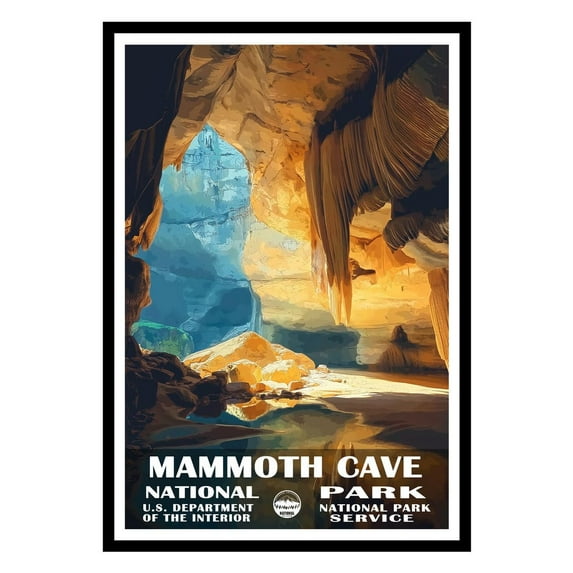 Eastern Print Mammoth Cave Poster, Mammoth Cave National Park Poster, Mammoth Cave Wall Art, National Park Wall Art, National Park Print for Living Room (UNFRAMED), 11x14