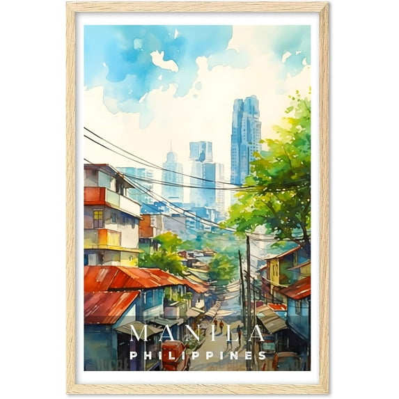 Eastern Print Manila Poster, Philippines Poster, Manila Wall Art, Vintage Travel Posters, City Wall Art, Manila Gift, Travel Print (UNFRAMED) 8x12