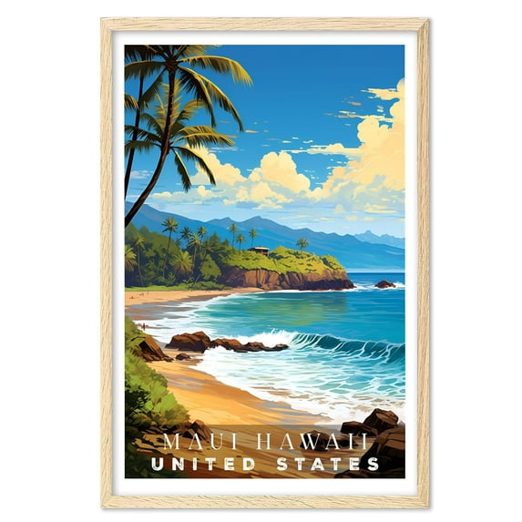 Eastern Print Maui Beach Poster, Beautiful Beach Prints, Vintage Travel Posters, Travel Posters Hawaii, Hawaii Wall Art, Beach Lover Gift, Travel Lover Gift (UNFRAMED), 16x24