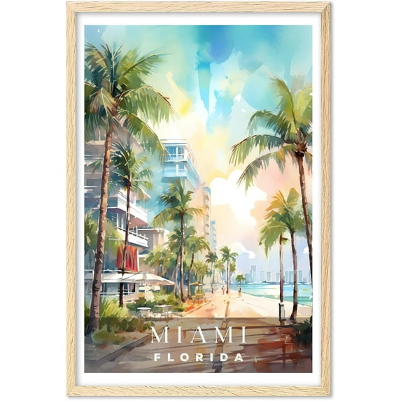 Eastern Print Miami Poster, Florida Poster, Miami Wall Art, Vintage Travel Posters, City Wall Art, Miami Gift, Travel Print (UNFRAMED) 24x36
