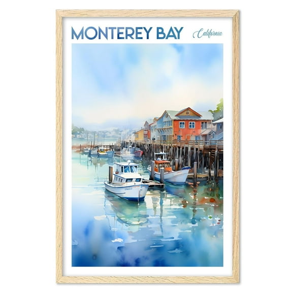 Eastern Print Monterey Bay Poster, California Poster, Monterey Bay Wall Art, Vintage Travel Posters, City Wall Art, Monterey Gift, Travel Print, Travel Gift (UNFRAMED) 24x36