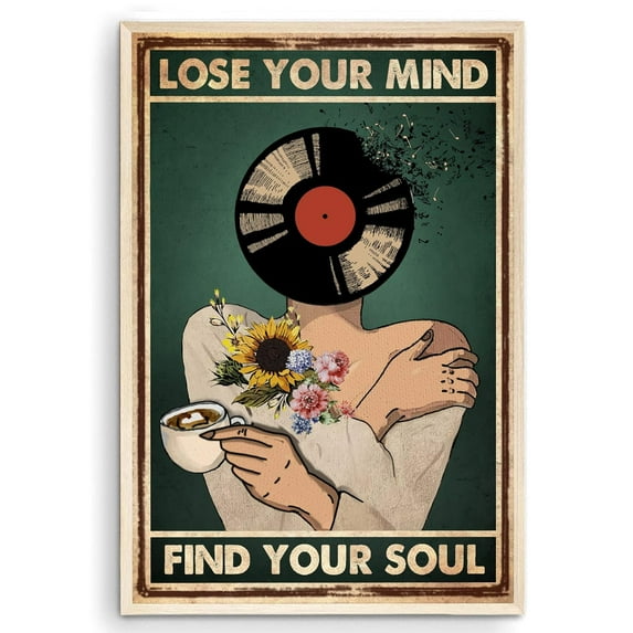 Eastern Print Music Vintage Poster, Lose Your Mind Find Your Soul Print, Inspirational Positive Quotes, Abstract Wall Decor for Bed Room, Living Room, Home, Office, No Frame 12x18, 18x24