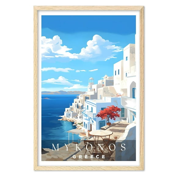 Eastern Print Mykonos Poster, Mykonos Print, Greece Poster, Greece Wall Art, Greece Gift, Vintage Travel Posters, Travel Print, Travel Gift, Housewarming Gift (UNFRAMED) 12x18