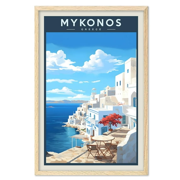 Eastern Print Mykonos Poster, Mykonos Print, Greece Poster, Greece Wall Art, Greece Gift, Vintage Travel Posters, Travel Print, Travel Gift, Housewarming Gift (UNFRAMED) 12x18