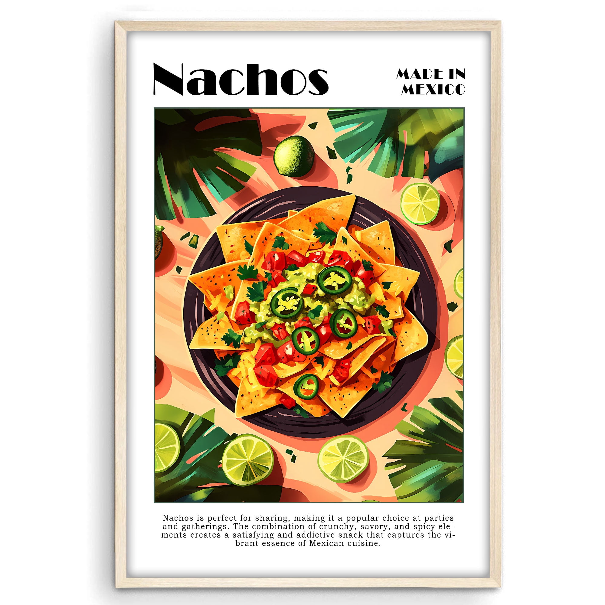 Eastern Print Nachos Poster, Modern Kitchen Home Decoration, Mexican ...