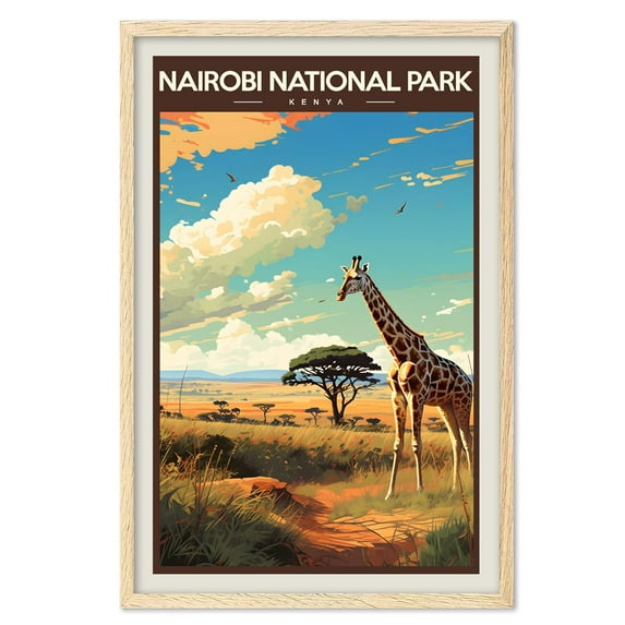 Eastern Print Nairobi National Park Poster, Kenya Poster, Kenya Wall Art, Kenya Gift, Vintage Travel Posters, Travel Print, Travel Gift, Housewarming Gift (UNFRAMED) 8x12