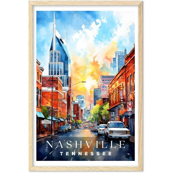Eastern Print Nashville Poster, Tennessee Poster, Nashville Wall Art, Vintage Travel Posters, City Wall Art, Stonehenge Gift, Travel Print (UNFRAMED) 16x20