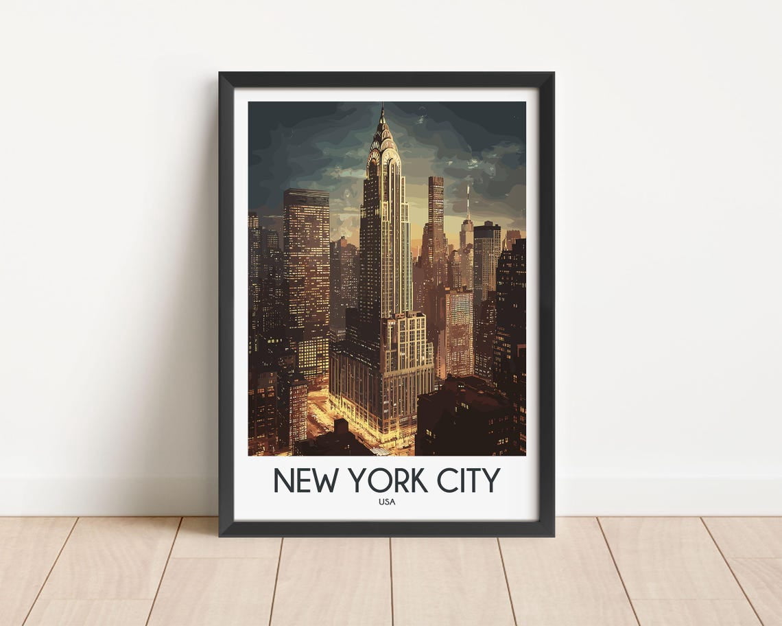 Eastern Print New York City Travel Poster USA Vintage Style Art, 8x12 ...