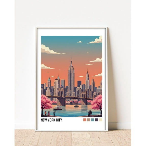 Eastern Print New York City Travel Poster, Vintage World Map Art Print, Adventure Wall Decoration, 24x36 UNFRAMED