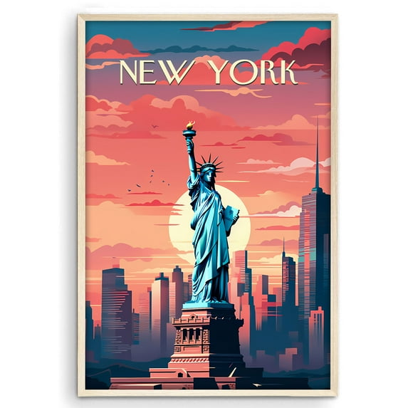 Eastern Print New York Poster, Travel Poster, City Prints Wall Decor, Travel Wall Art Decor, Colorfull Travel Poster Decor For Bedroom, Living room, Home Office, UNFRAMED 24x36