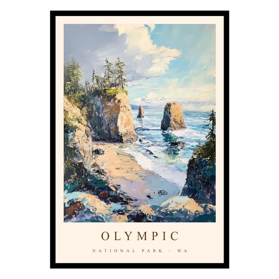 Eastern Print Olympic Poster, Olympic National Parks Poster, Olympic Wall Art, National Park Wall Art, National Park Print for Living Room (UNFRAMED), 8x12