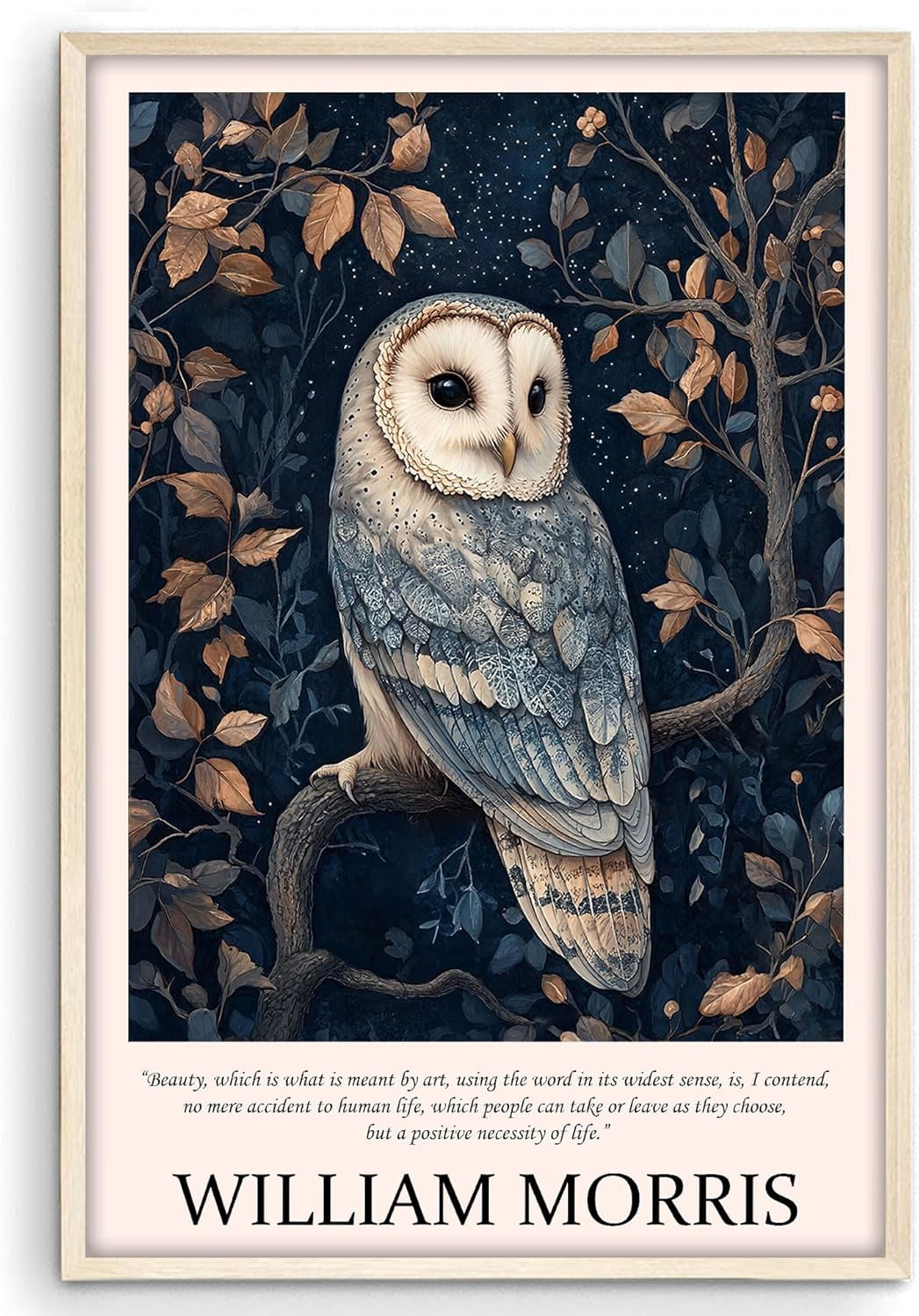 Eastern Print Owl Decor William Morris Wall Art Quote, Night Owl ...
