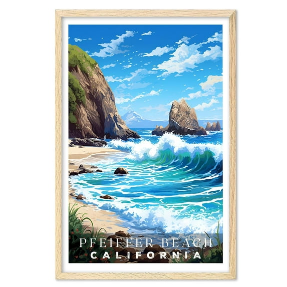 Eastern Print Pfeiffer Beach Poster, Beautiful Beach Prints, Vintage Travel Posters, Travel Posters California, California Wall Art, Beach Lover Gift, Travel Lover Gift (UNFRAMED), 24x36
