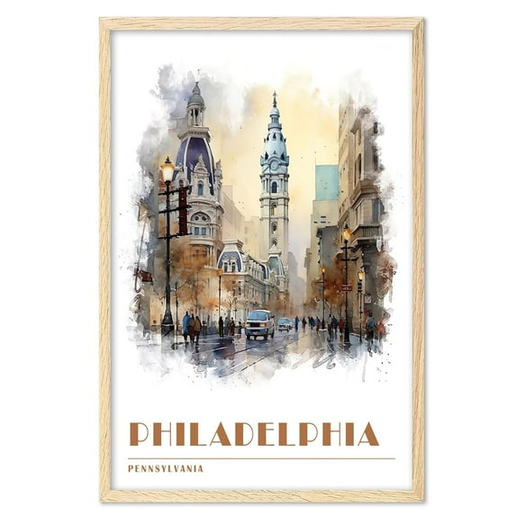 Eastern Print Philadelphia Wall Art, States Landscape Wall Art Decor, Pennsylvania Travel Posters, City Wall Art, Travel Posters, USA Travel Posters, Office Living Room Wall Posters (UNFRAMED) 8x12