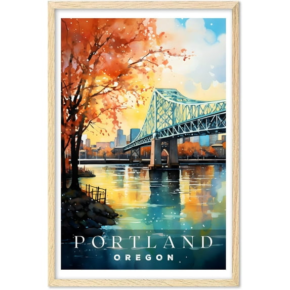 Eastern Print Portland Poster, Oregon Poster, Portland Wall Art, Vintage Travel Posters, City Wall Art, Stonehenge Gift, Travel Print (UNFRAMED) 18x24