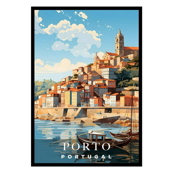 Eastern Print Porto Poster, Portugal Poster, Porto Wall Art, Vintage Travel Posters, City Wall Art, Travel Print, Travel Home Decor (UNFRAMED) 18x24