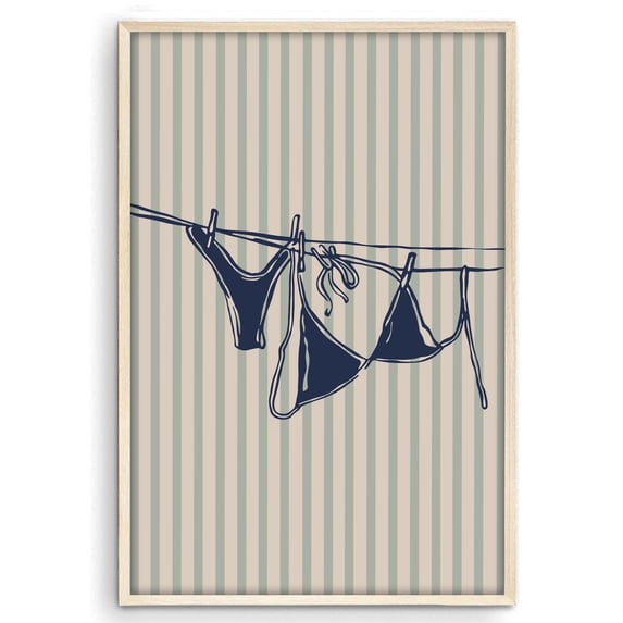 Eastern Print Poster Bikini Blue Beach Coastal Wall Art Summer Aesthetic Print, Size 8x12 UNFRAMED