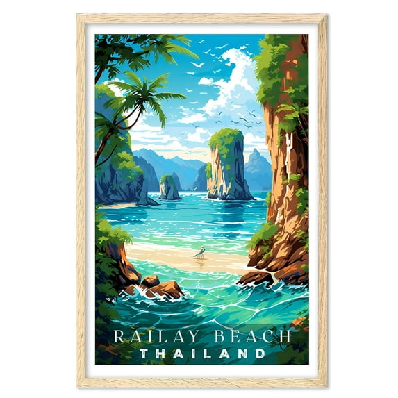 Eastern Print Railay Beach Poster, Beautiful Beach Prints, Vintage Travel Posters, Travel Posters Thailand, Thailand Wall Art, Beach Lover Gift, Travel Lover Gift (UNFRAMED), 16x24
