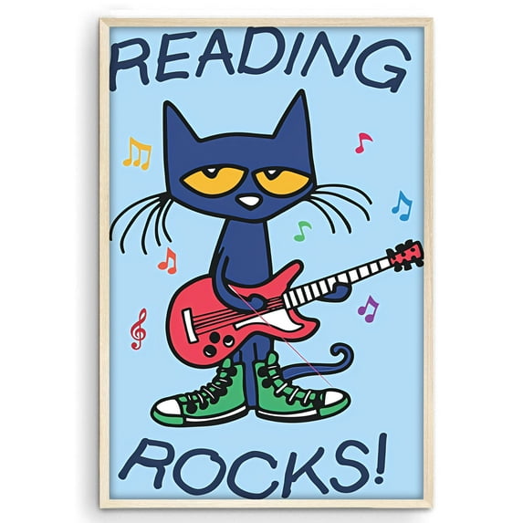 Eastern Print Reading Rocks Poster - Bold Typography Wall Art for Book Enthusiasts, Size 8x12 UNFRAMED