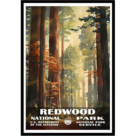 Eastern Print Redwood National Park Wall Art, National Parks Abstract Nature Landscape Forest Wall Art Pictures For Office Living Room (UNFRAMED), 20x30