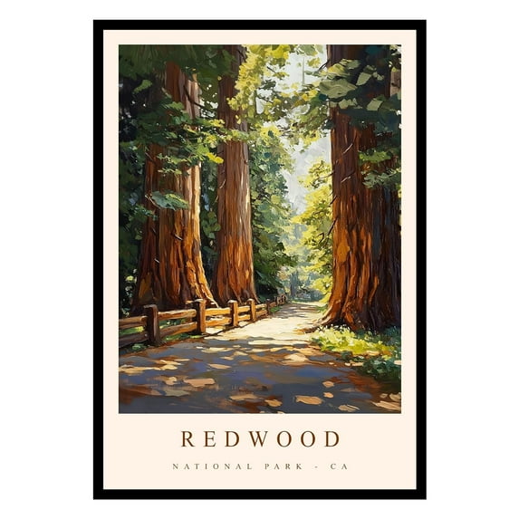 Eastern Print Redwood Poster, Redwood National Parks Poster, Redwood Wall Art, National Park Wall Art, National Park Print for Living Room (UNFRAMED), 8x12