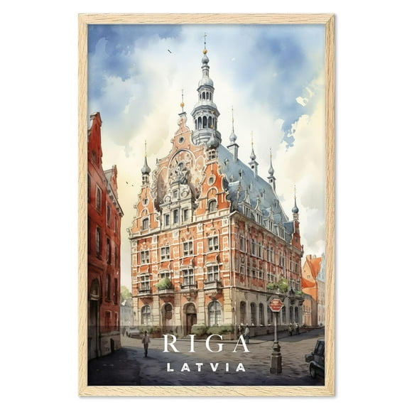 Eastern Print Riga Poster, Latvia Poster, Latvia Wall Art, Vintage Travel Poster, City Wall Art, Latvia Gifts, Travel Prints, Travel Gifts (UNFRAMED) 18x24