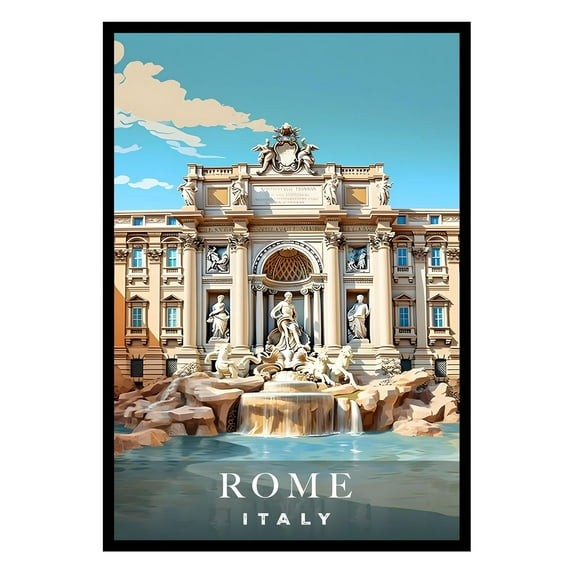 Eastern Print Rome Poster, Italy Poster, Rome Wall Art, Vintage Travel Posters, City Wall Art, Travel Print, Travel Home Decor (UNFRAMED) 16x20