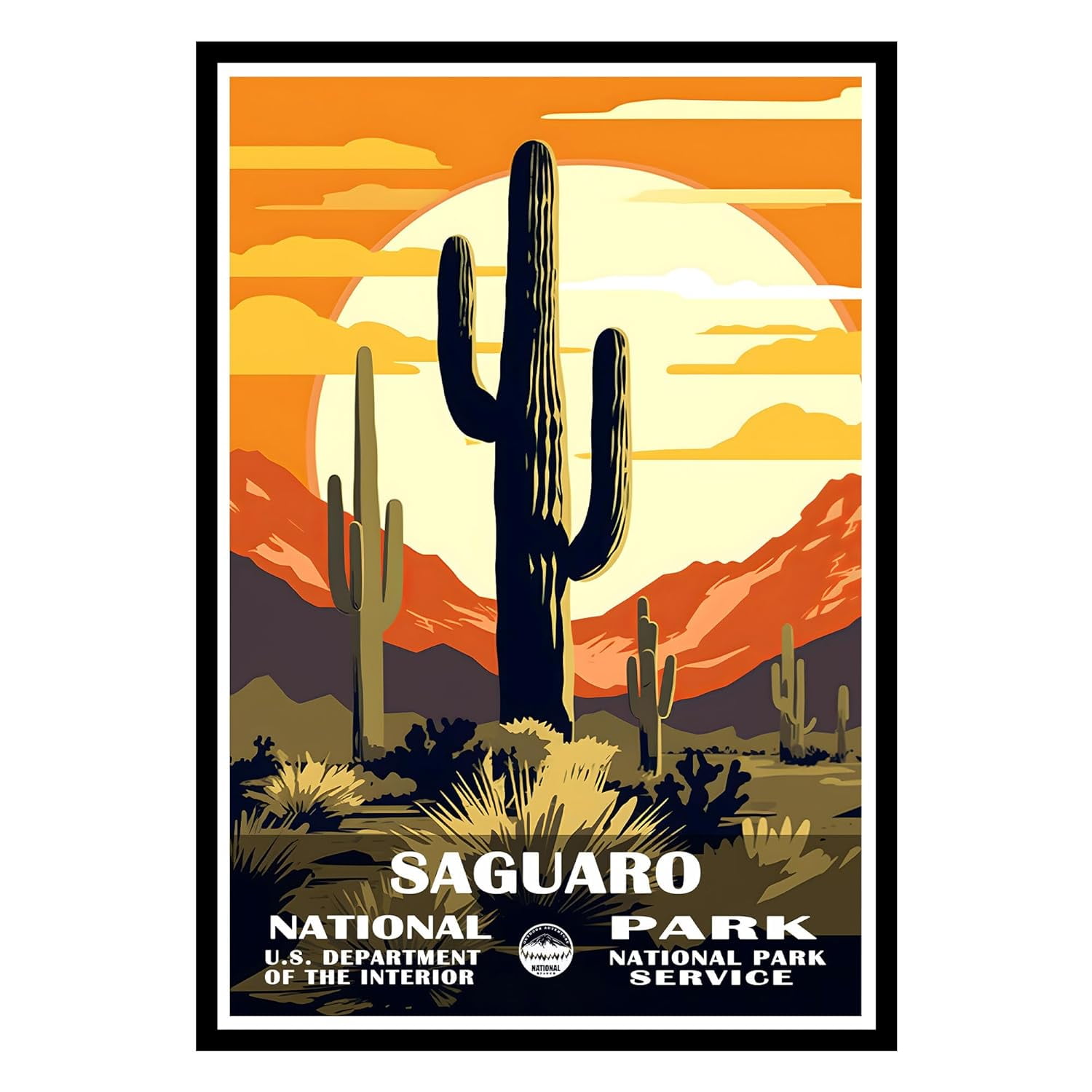 Eastern Print Saguaro National Park Painting, National Park Wall Art