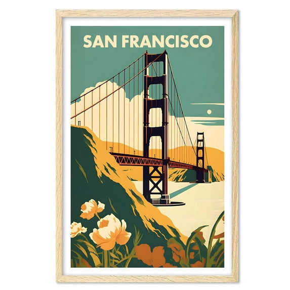 Eastern Print San Francisco Posters, San FranciscoPrint, San Francisco Wall Art, Golden Gate Bridge, San Francisco Gift, Travel Print, Vintage Travel Poster, Travel Gift, Housewarming Gift (UNFRAMED)