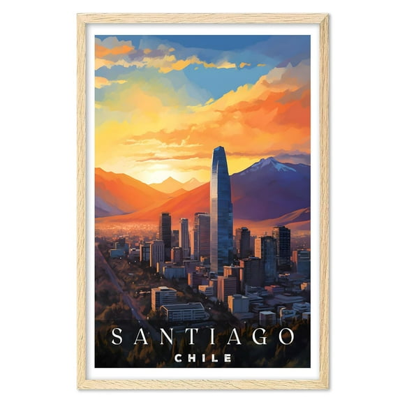 Eastern Print Santiago Poster, Santiago Print, Chile Poster, Chile Wall Art, Chile Gift, Vintage Travel Posters, Travel Print, Travel Gift, Housewarming Gift (UNFRAMED) 16x24