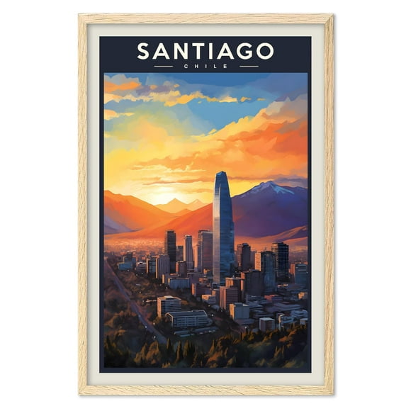 Eastern Print Santiago Poster, Santiago Print, Chile Poster, Chile Wall Art, Chile Gift, Vintage Travel Posters, Travel Print, Travel Gift, Housewarming Gift (UNFRAMED) 12x18