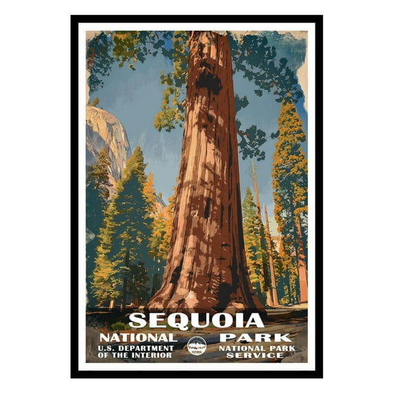 Eastern Print Sequoia Poster, Sequoia National Park Poster, Sequoia Wall Art, National Park Wall Art, National Park Print for Living Room (UNFRAMED), 12x18