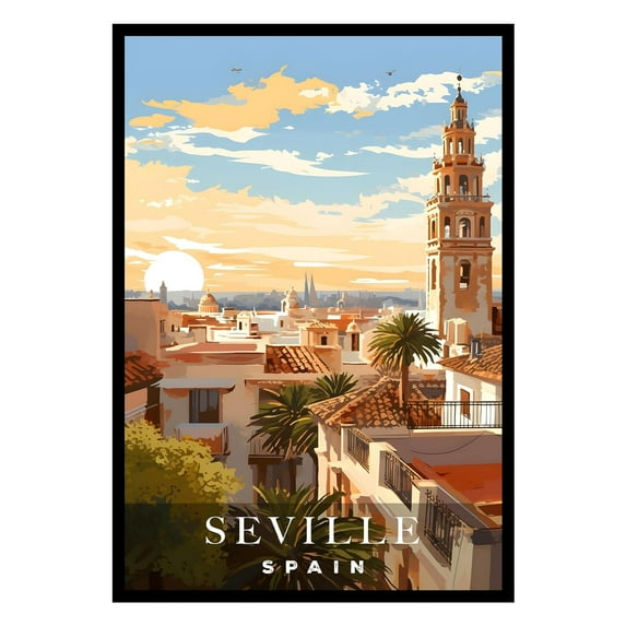 Eastern Print Seville Poster, United States Poster, Seville Wall Art, Vintage Travel Posters, City Wall Art, Travel Print, Travel Home Decor (UNFRAMED) 16x20