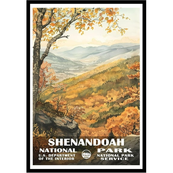 Eastern Print Shenandoah National Park Wall Art, National Parks Abstract Nature Landscape Forest Wall Art Pictures For Office Living Room (UNFRAMED), 16x24