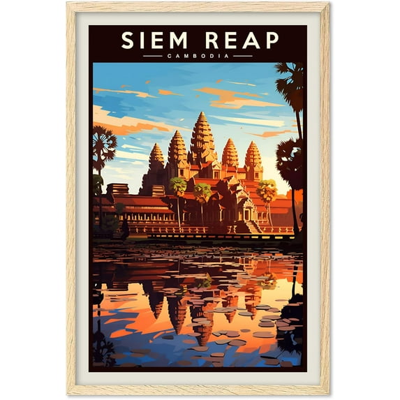Eastern Print Siem Reap Poster, Cambodia Poster, Cambodia Wall Art, Vintage Travel Posters, Travel Wall Art, City Wall Art, Cambodia Souvenirs, Travel Print, Travel Gift (Unframed)