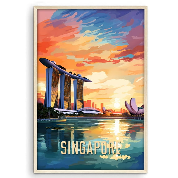 Eastern Print Singapore Poster, Travel Poster, City Prints Wall Decor, Travel Wall Art Decor, Colorfull Travel Poster Decor For Bedroom, Living room, Home Office, UNFRAMED 11x14