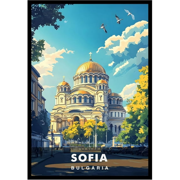 Eastern Print Sofia Poster, Bulgaria Poster, Sofia Wall Art, Vintage Travel Posters, Travel Wall Art, City Wall Art, Sofia Gift, Travel Print (UNFRAMED), 12x18