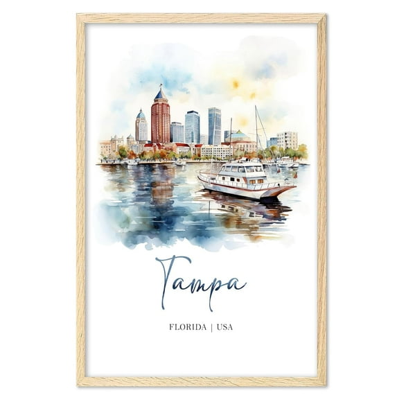 Eastern Print Tampa Poster Art Print, States Landscape Wall Art Decor, Florida Travel Poster, City Wall Art, USA Travel Poster, Office Living Room Wall Poster (UNFRAMED) 16x20